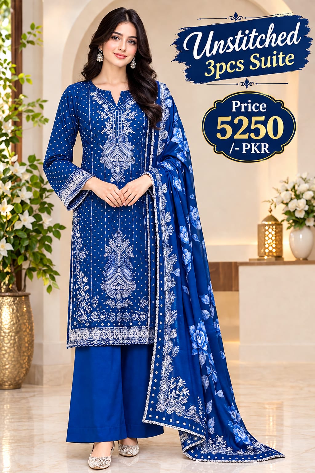 MIST - FANTAK 💜 VOL-1001 Unstitched 3Pcs Suit Stapl Slub Digital Print