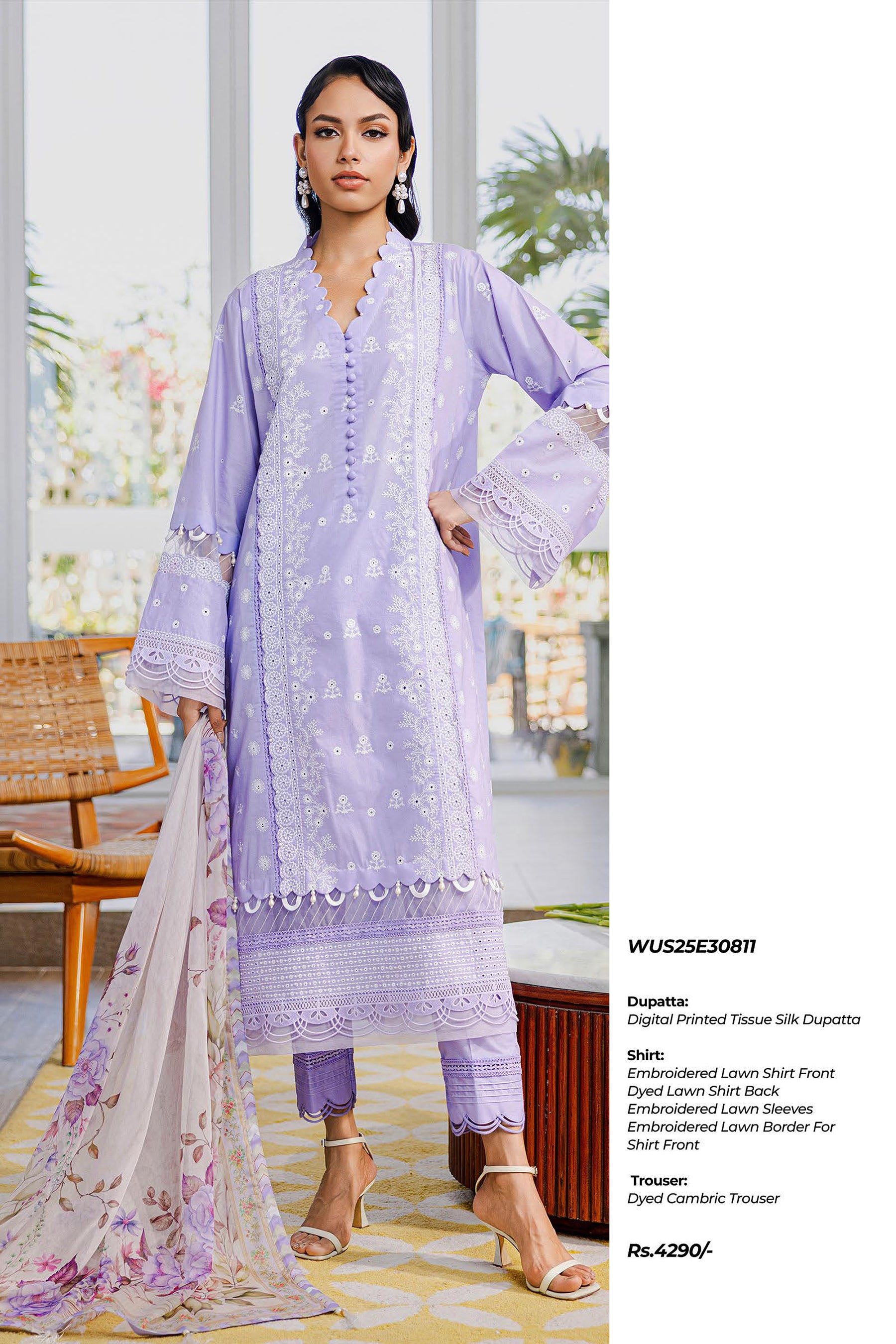 ZELLBURY UNSTITCHED CHIKANKARI