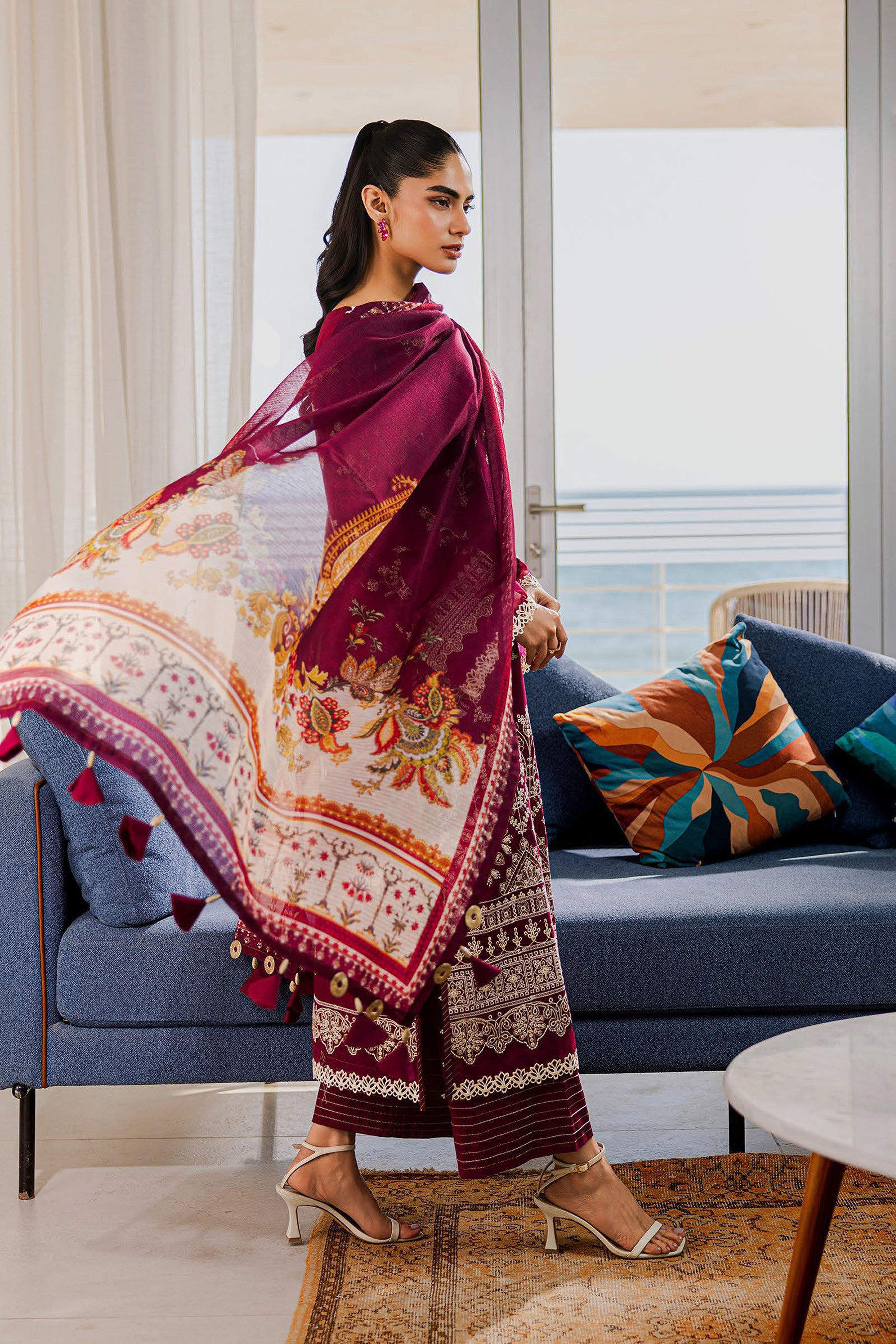 ZELLBURY UNSTITCHED CHIKANKARI