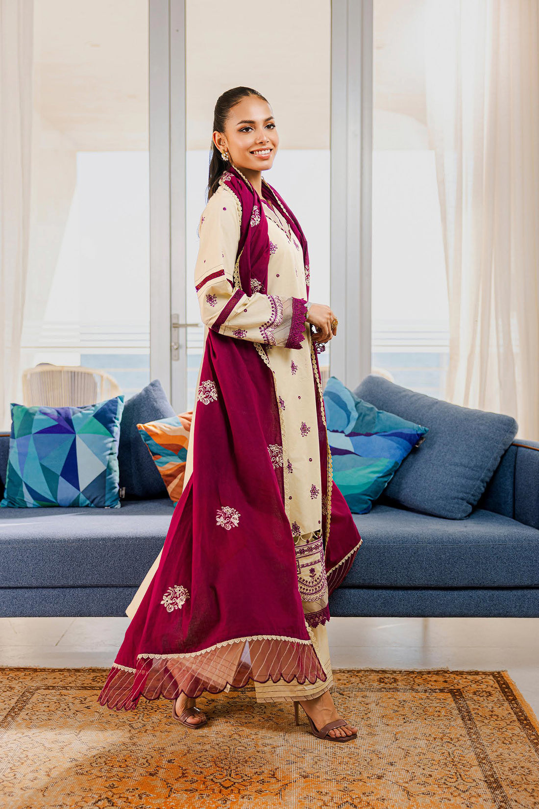 ZELLBURY UNSTITCHED CHIKANKARI