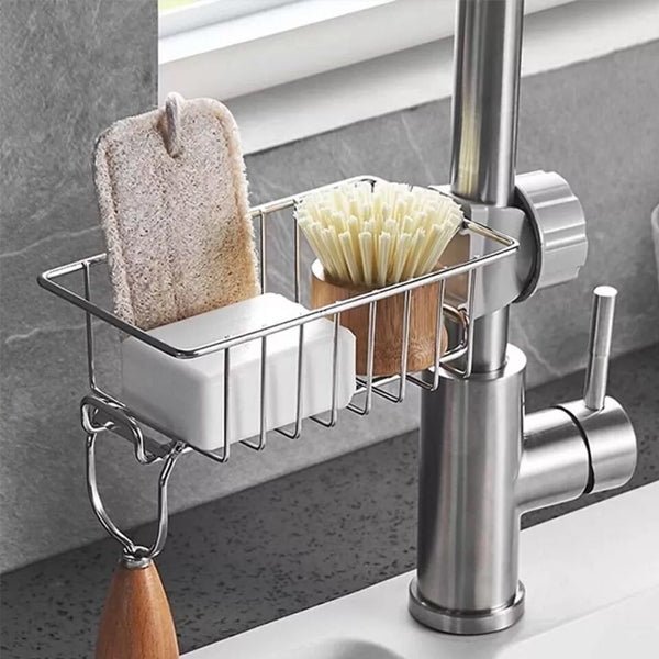 ome Kitchen Faucet Sink Sponge Hanging Tap Storage Holder Rack