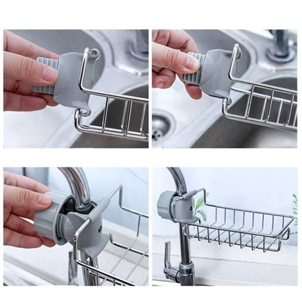 ome Kitchen Faucet Sink Sponge Hanging Tap Storage Holder Rack