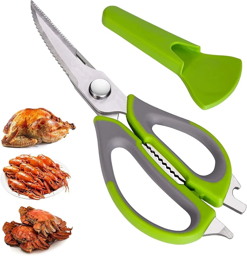 MART Mighty Kitchen Shears Multipurpose Stainless Steel Best Scissors  (Set of 1, Green)