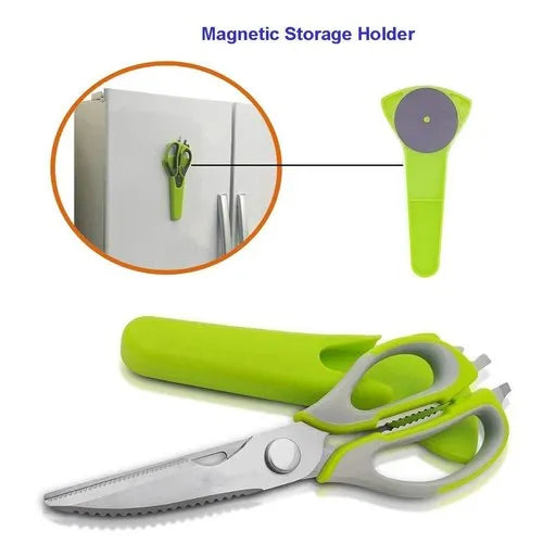 MART Mighty Kitchen Shears Multipurpose Stainless Steel Best Scissors  (Set of 1, Green)