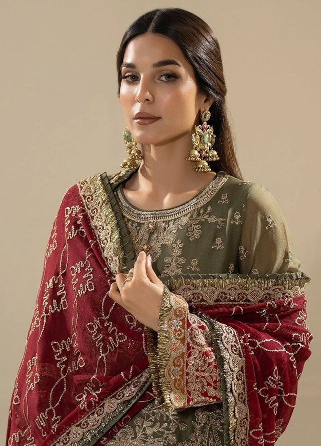 Nisha by Imrozia Premium Pret Embroidered Chiffon 3 Piece Suit M-81 Aleha